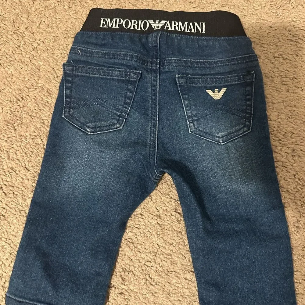 Emporio Armani complete outfit: stretch jeans and matching red short shi…